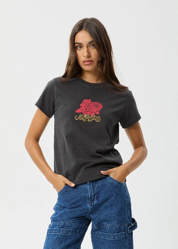 AFENDS Womens Capulet - Classic T-Shirt - Stone Black Cozy Warm Stylish