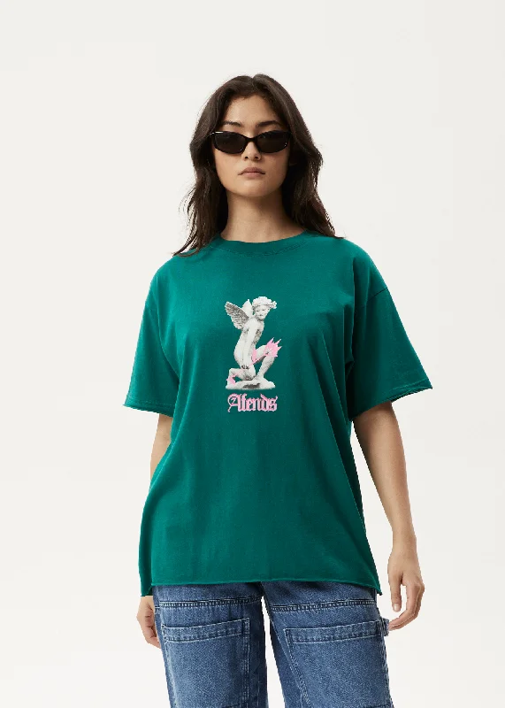 AFENDS Womens Fight Or Flight - Oversized T-Shirt - Pine Zippered Buttoned Snapped