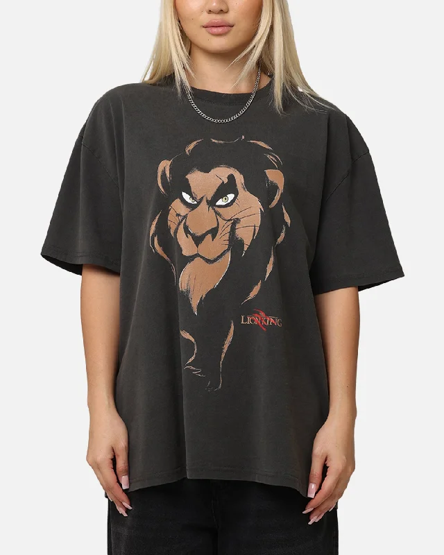 American Thrift Disney The Lion King Scar Heavyweight T-Shirt Black Wash Zippered Buttoned Snapped