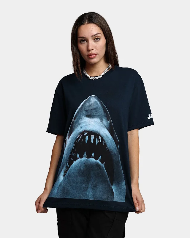American Thrift X Jaws Jaws Vintage T-Shirt Navy Fleece Nylon Spandex