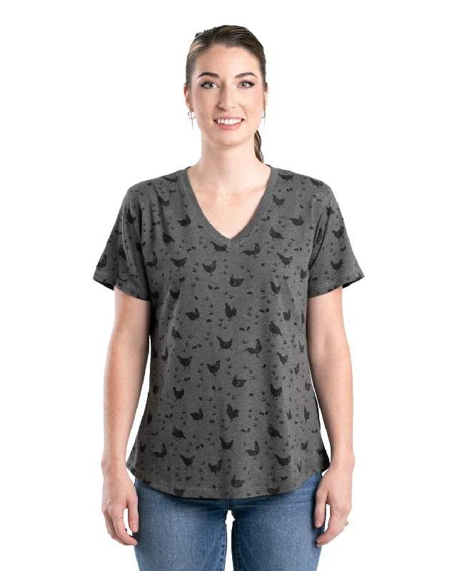 Berne Womens Performance V-Neck Chicken Print Cotton Blend S/S T-Shirt Anti-Pilling Machine Wash Handmade Berne Womens Performance V-Neck Chicken Print Cotton Blend S/S T-Shirt Anti-Pilling Machine Wash Handmade