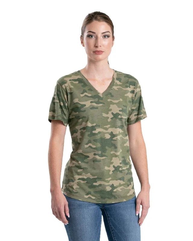 Berne Womens Performance V-Neck Forest Camo Cotton Blend S/S T-Shirt V-Neck T-Shirt Long Sleeve Cotton Berne Womens Performance V-Neck Forest Camo Cotton Blend S/S T-Shirt V-Neck T-Shirt Long Sleeve Cotton