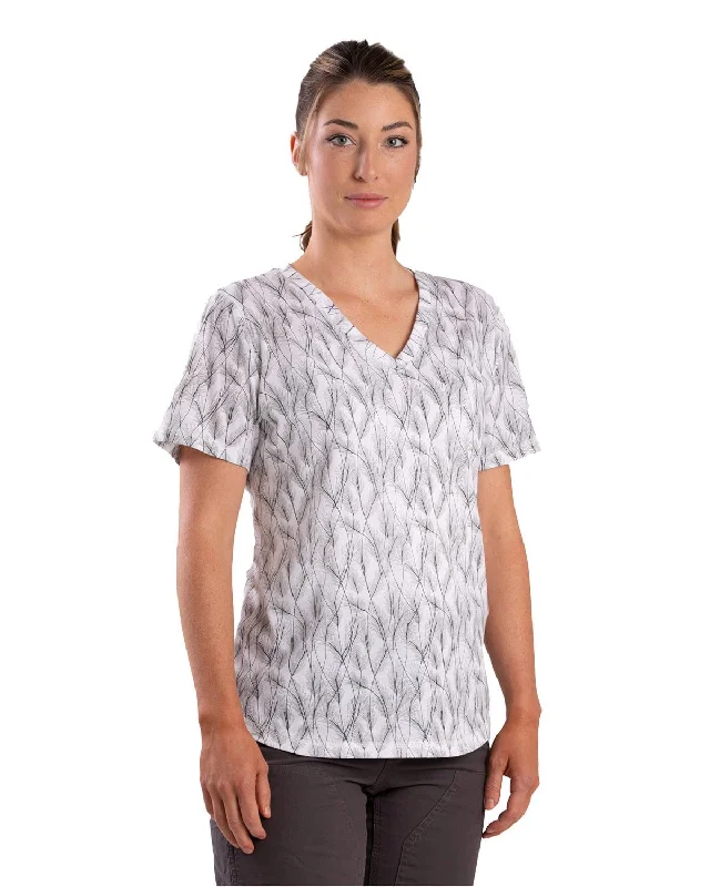 Berne Womens Performance V-Neck Wheat Print Cotton Blend S/S T-Shirt Zippered Front Buttoned Front Snap Front Berne Womens Performance V-Neck Wheat Print Cotton Blend S/S T-Shirt Zippered Front Buttoned Front Snap Front