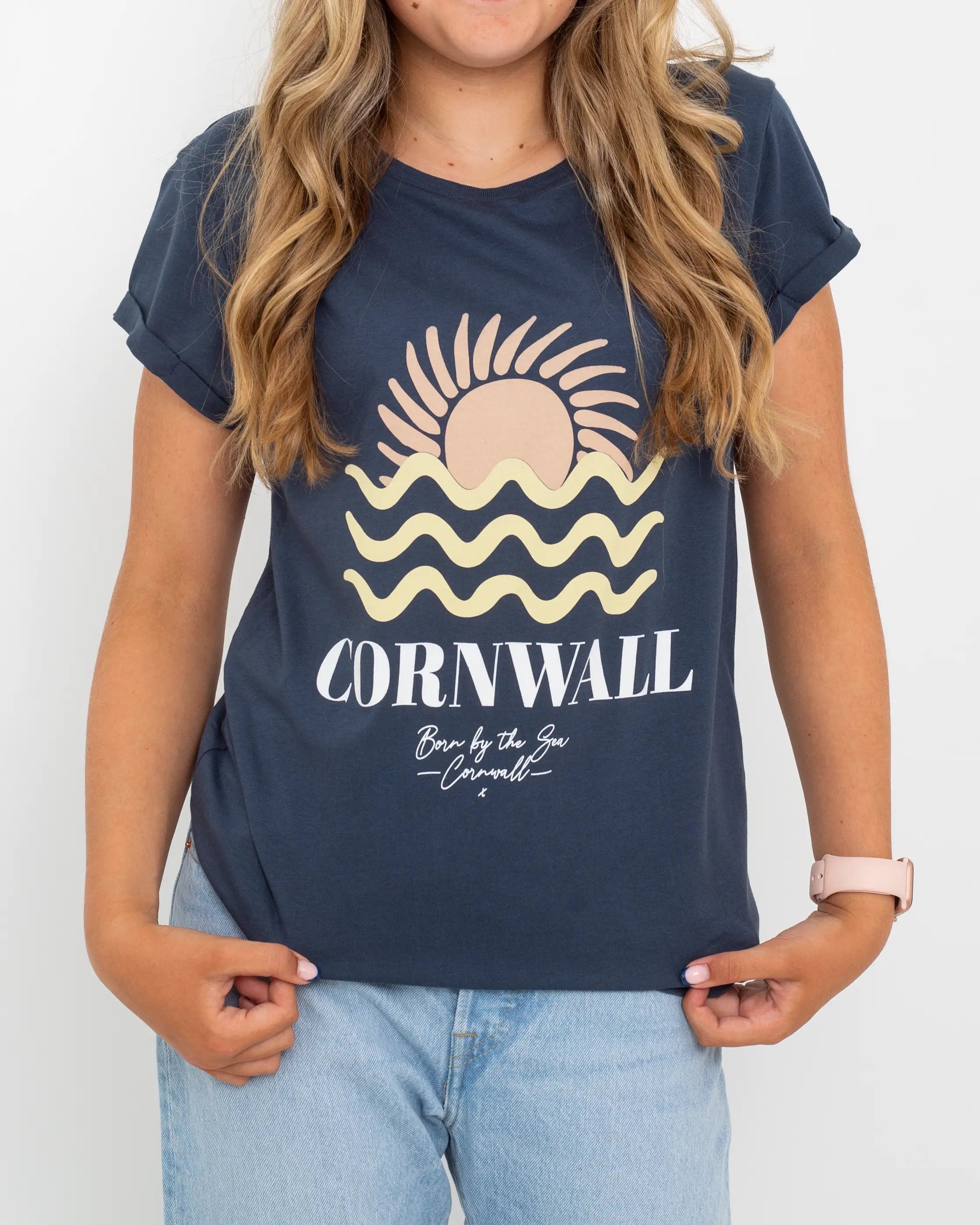 Cornwall T-Shirt in Denim Blue Nylon Fabric Polyester Fabric Spandex Fabric