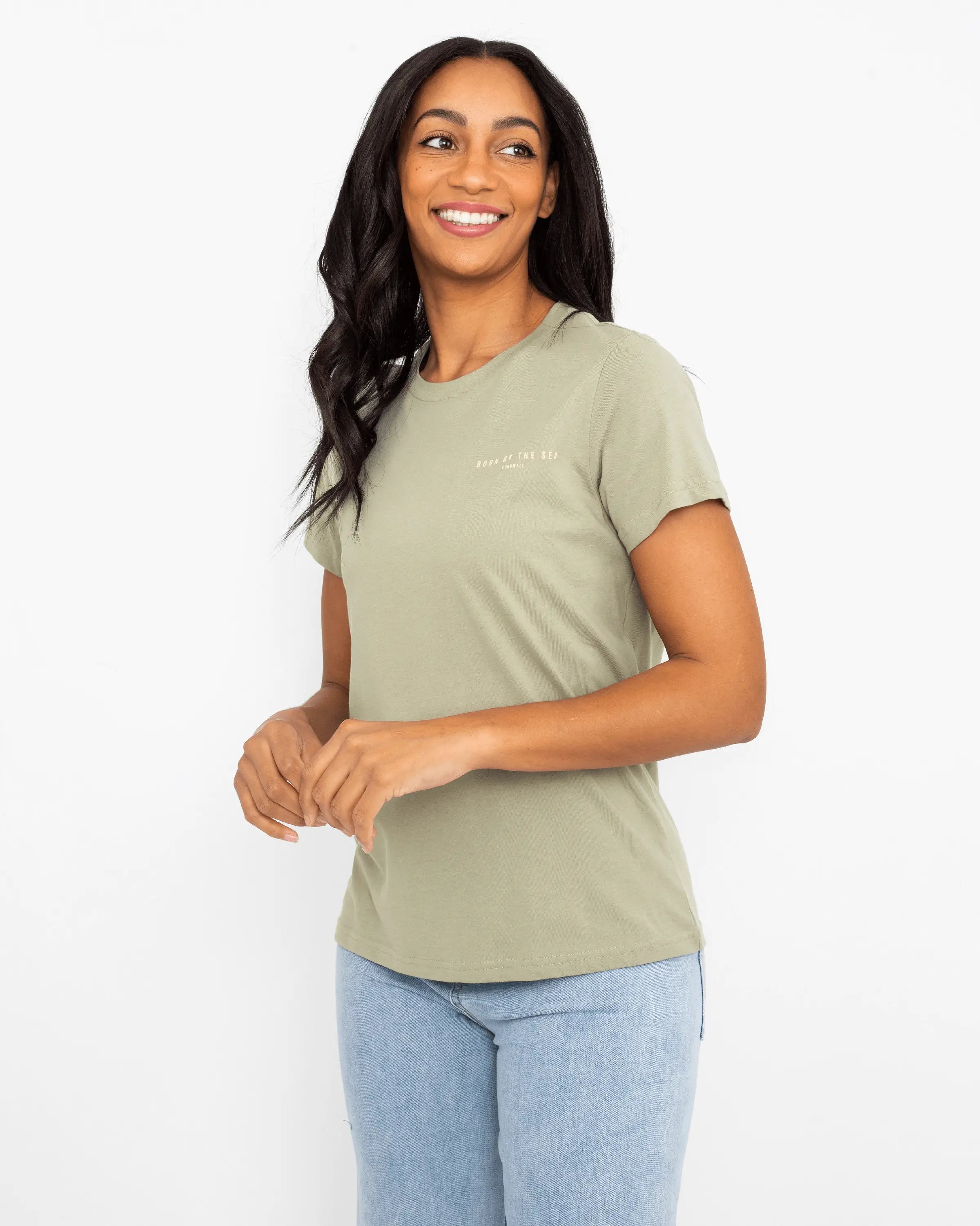 Cornwall T-Shirt in Pistachio Satin Fabric Silk Fabric Chiffon Fabric