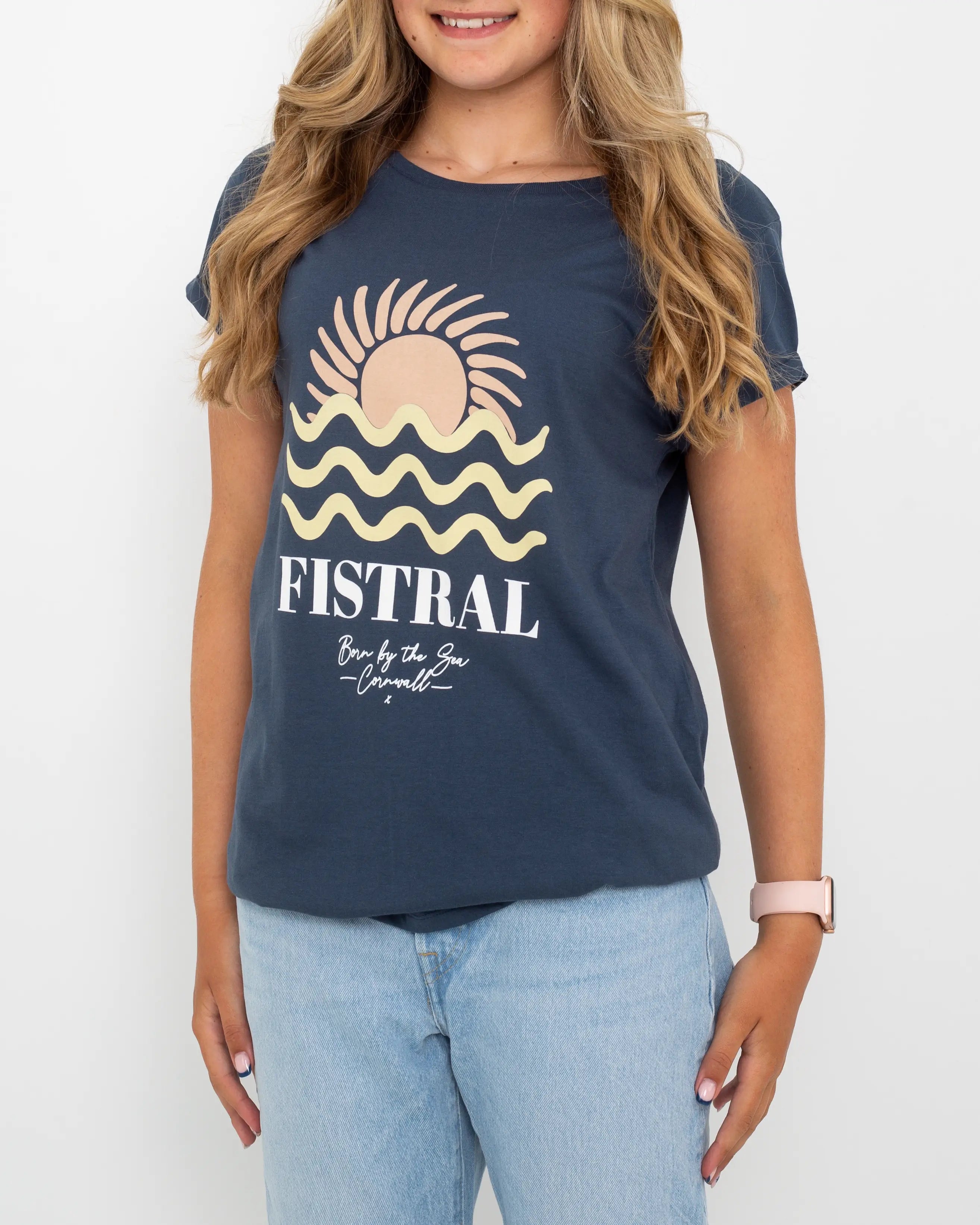 Fistral T-Shirt in Denim Blue Welt Pockets Slit Pockets Flap Pockets