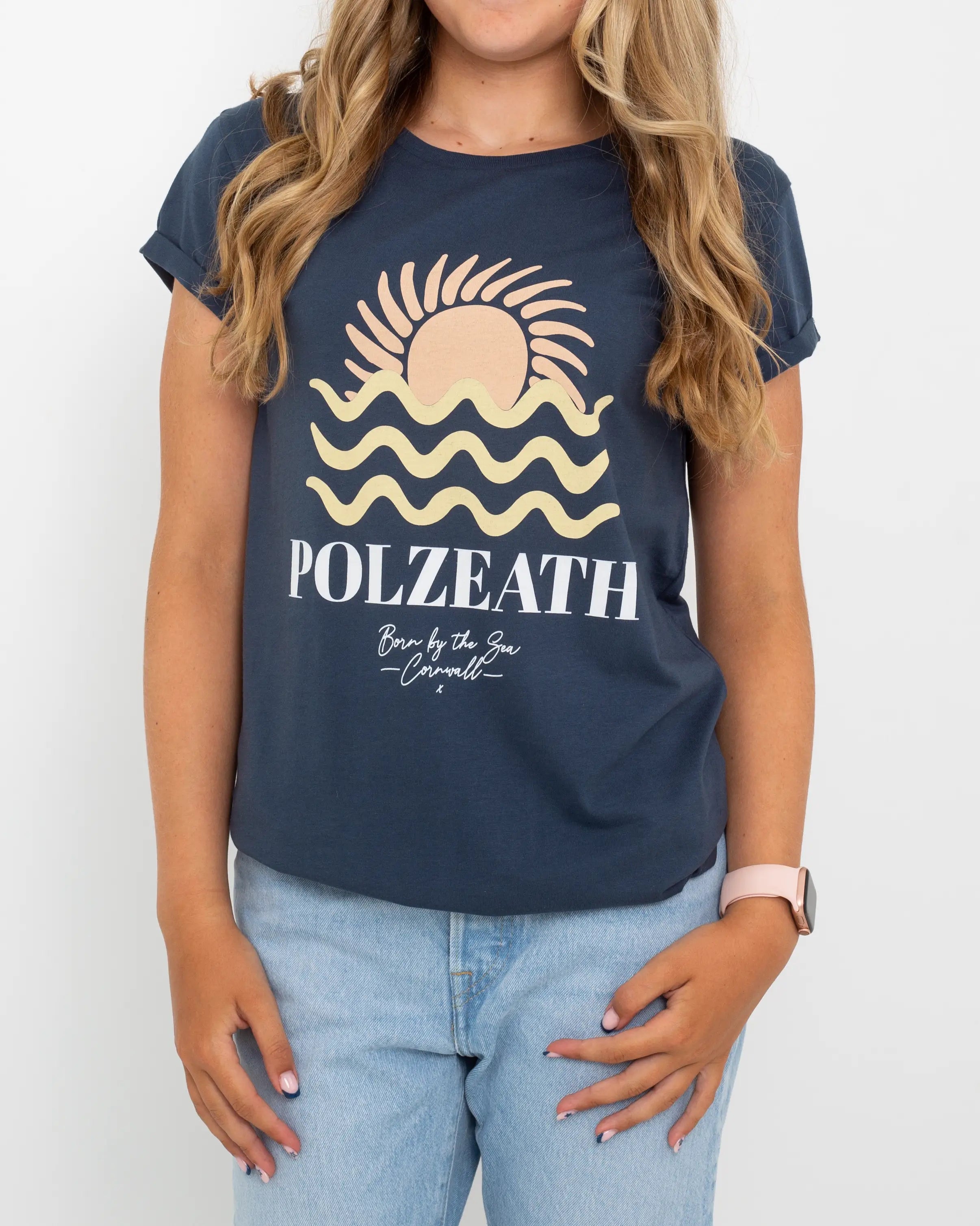 Polzeath T-Shirt in Denim Blue Machine Wash Dry Clean Hand Wash