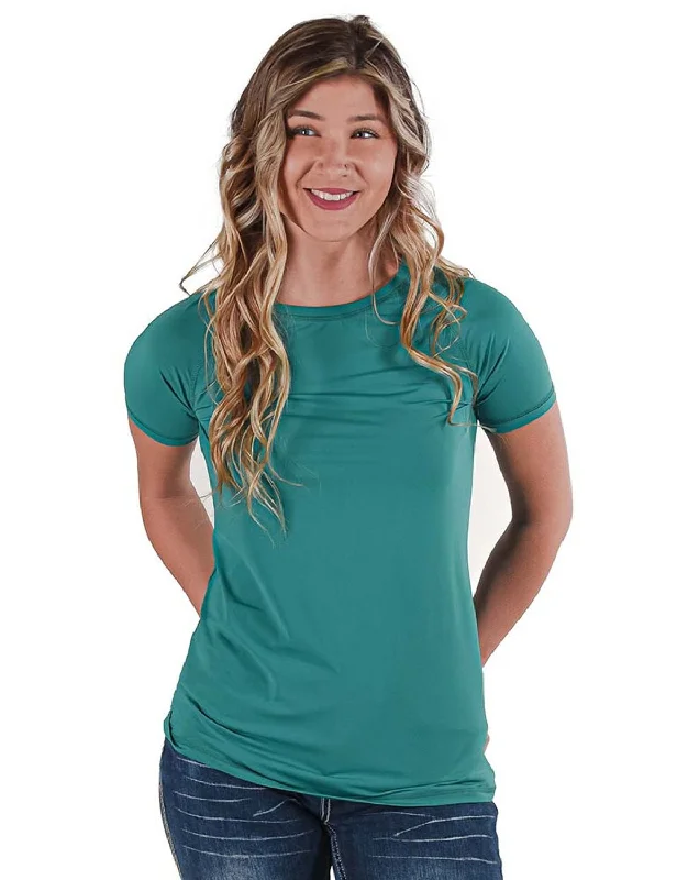 Cowgirl Tuff Womens Cooling UPF Raglan Baseball Jade Nylon S/S T-Shirt