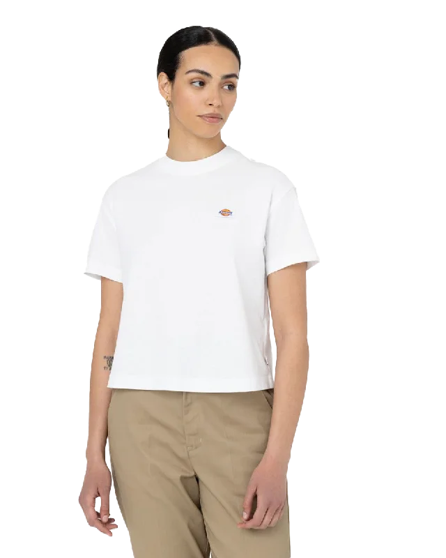 Oakport Boxy T-Shirt in White Lace Blend Ribbed Blend Corduroy Blend