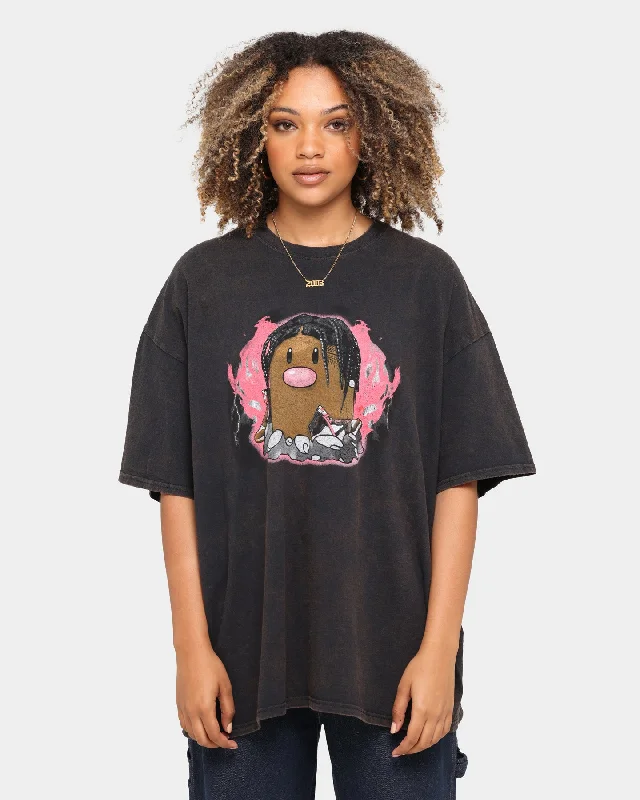 Goat Crew Flame Player Card Vintage T-Shirt Black Wash Rayon Velvet Corduroy