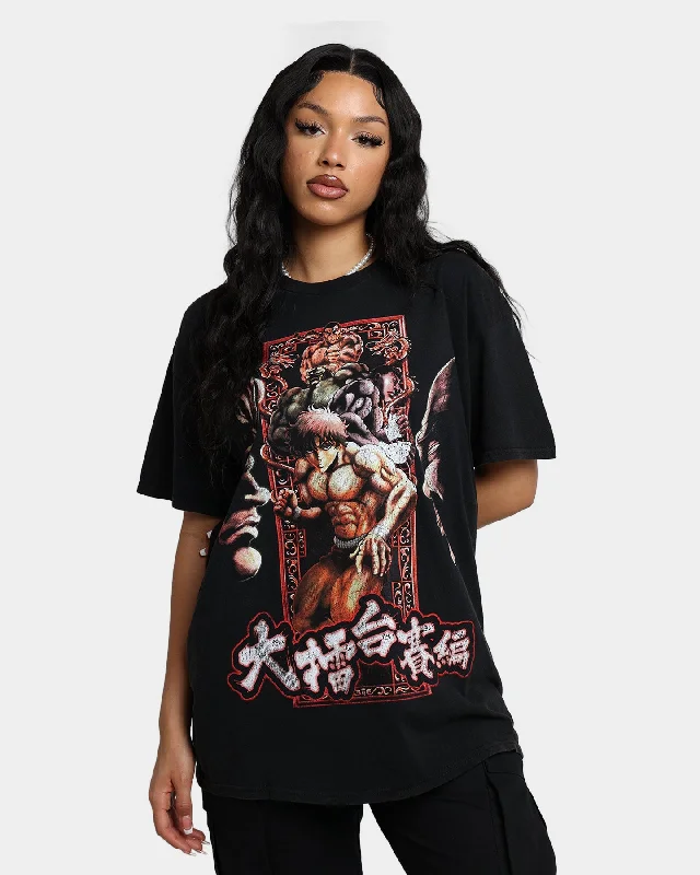 Goat Crew X Baki Hanma The Raitai Tournament Vintage T-Shirt Black Wash Handmade Hand-knitted Hand-woven