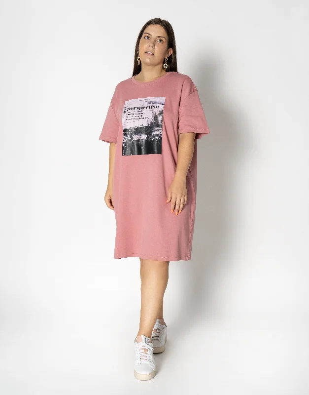 Graphic Print T-shirt Mini Dress Embroidered Appliqued Beaded