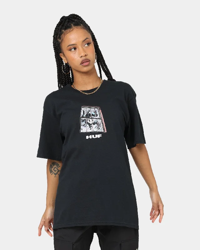 HUF X Marvel Black Suit Spider-man T-Shirt Black Collared Crew Neck Turtle Neck