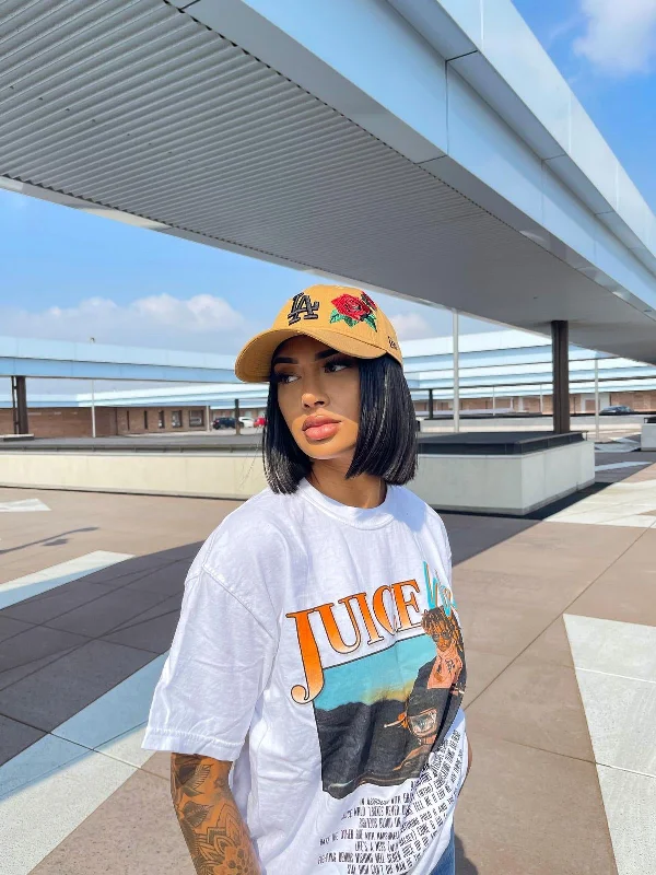 Juice Wrld Desert Vintage T-Shirt White Fitted T-Shirt Seamless Stretchy