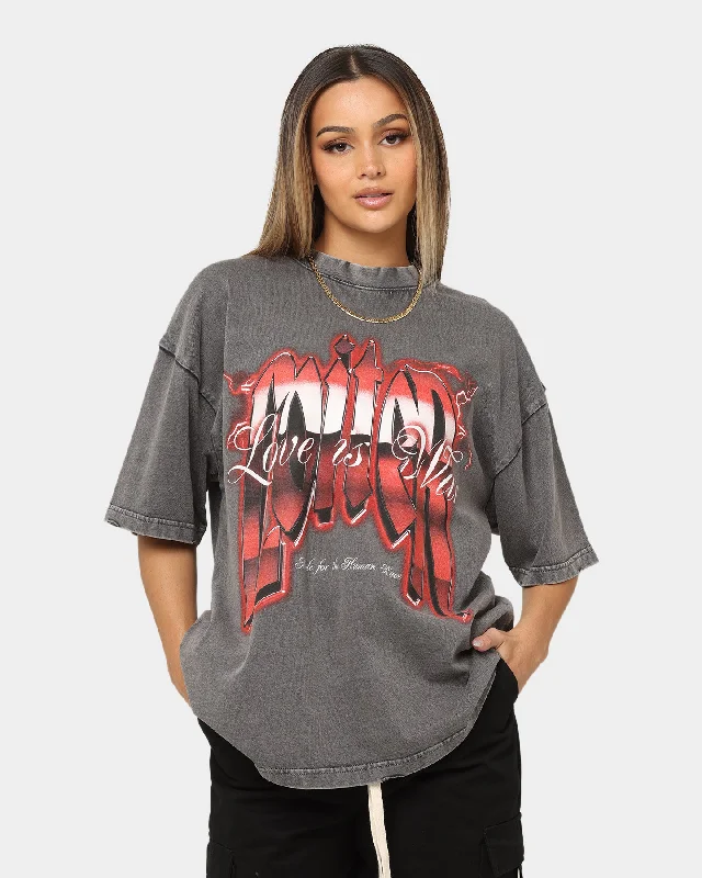 Loiter Love Is War Vintage T-Shirt Charcoal Rayon Velvet Corduroy