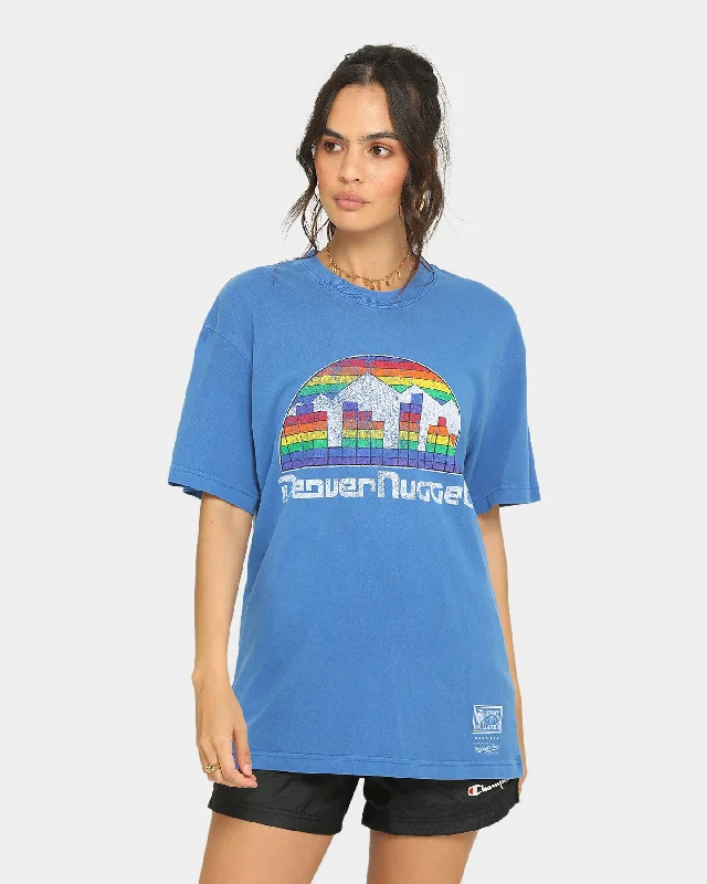 Mitchell & Ness Denver Nuggets Oversized TM CLR Logo Vintage T-Shirt Faded Blue Satin Blend Silk Blend Wool Blend Mitchell & Ness Denver Nuggets Oversized TM CLR Logo Vintage T-Shirt Faded Blue Satin Blend Silk Blend Wool Blend