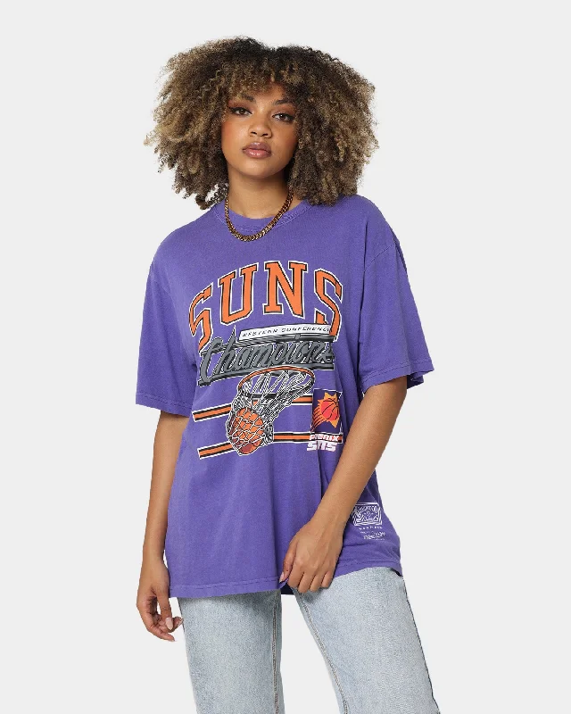 Mitchell & Ness Phoenix Suns Hoop Vintage T-Shirt Faded Purple Chenille Blend Fleece Blend Nylon Blend