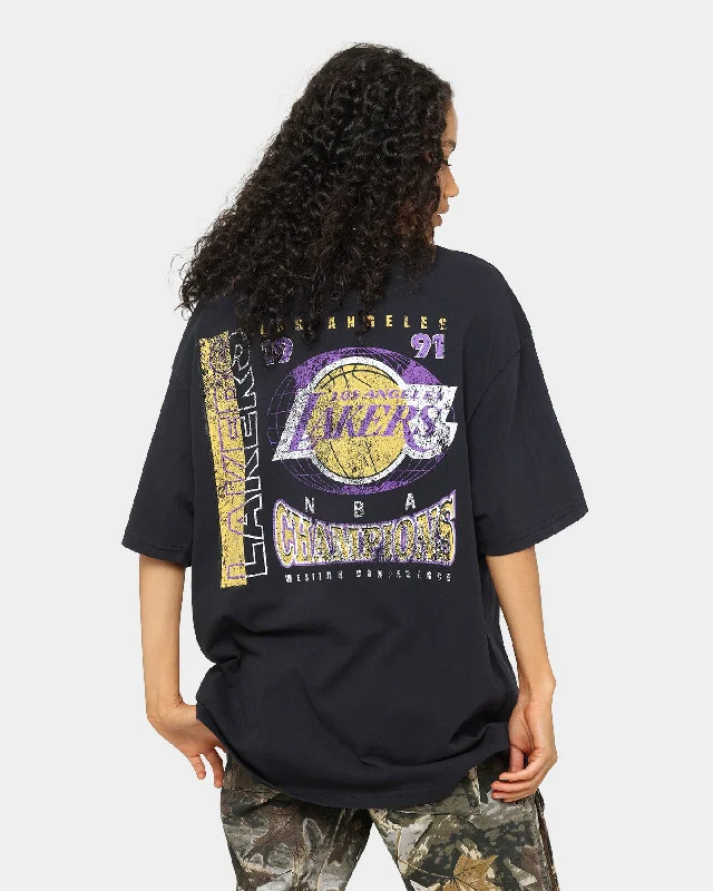 Mitchell & Ness Los Angeles Lakers Vintage Finals T-Shirt Faded Black Houndstooth Herringbone Solid Mitchell & Ness Los Angeles Lakers Vintage Finals T-Shirt Faded Black Houndstooth Herringbone Solid