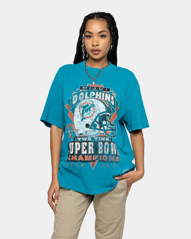 Mitchell & Ness Miami Dolphins Vintage Superbowl T-Shirt Faded Teal Striped Floral Plaid Mitchell & Ness Miami Dolphins Vintage Superbowl T-Shirt Faded Teal Striped Floral Plaid