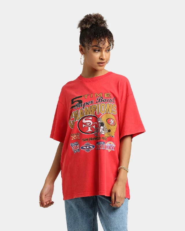 Mitchell & Ness San Francisco 49ers Vintage Superbowl T-Shirt Red Snow Wash Rayon Velvet Corduroy