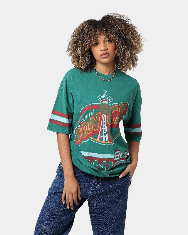 Mitchell & Ness Seattle Sonics Vintage Conference T-Shirt Faded Green Mesh Blend Leather Blend Suede Blend Mitchell & Ness Seattle Sonics Vintage Conference T-Shirt Faded Green Mesh Blend Leather Blend Suede Blend