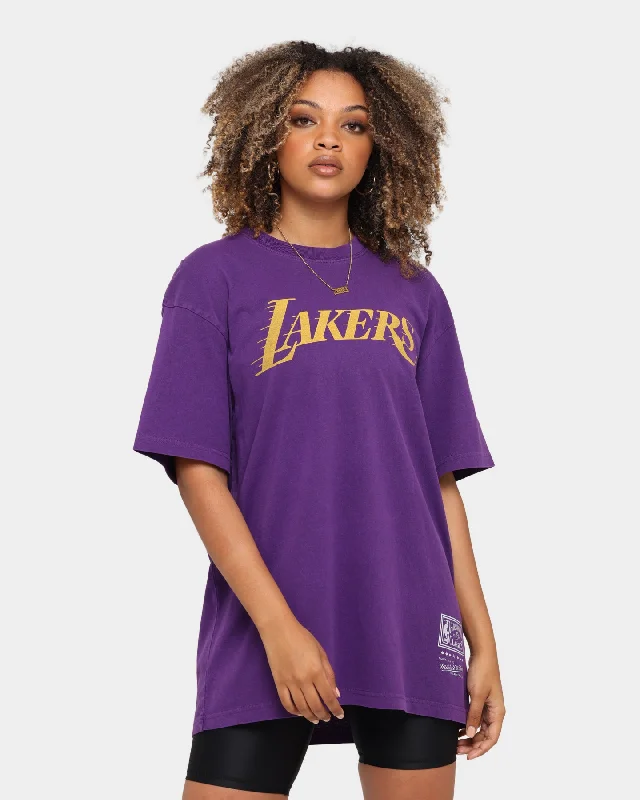 Mitchell & Ness Vintage Back to Back Los Angeles Lakers T-Shirt Faded Deep Purple Asymmetrical Pockets Print Mitchell & Ness Vintage Back to Back Los Angeles Lakers T-Shirt Faded Deep Purple Asymmetrical Pockets Print