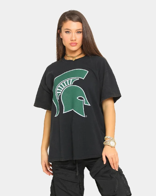 NATIONAL COLLEGIATE ATHLETIC ASSC Spartans Vintage Team Logo T-Shirt Black Fleece Fabric Down Fabric Feather Fabric NATIONAL COLLEGIATE ATHLETIC ASSC Spartans Vintage Team Logo T-Shirt Black Fleece Fabric Down Fabric Feather Fabric