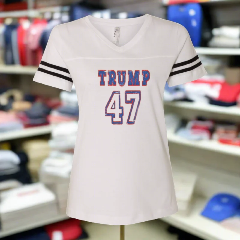 Trump 47 Double Side Printed Women's Football V-Neck T-Shirt Notch Collar Peter Pan Collar Cowl Neck Trump 47 Double Side Printed Women's Football V-Neck T-Shirt Notch Collar Peter Pan Collar Cowl Neck