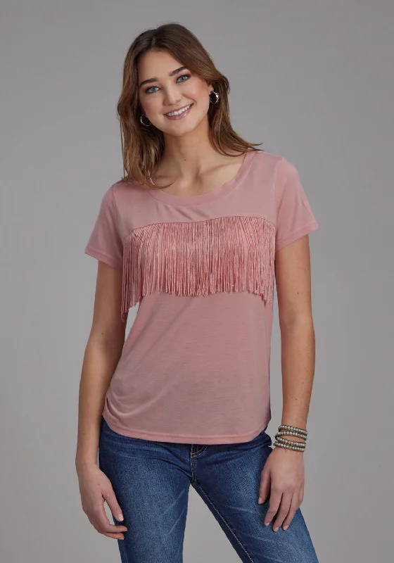 Roper Womens Front Yoke Fringe Pink Poly/Rayon S/S T-Shirt Rayon Fabric Velvet Fabric Corduroy Fabric Roper Womens Front Yoke Fringe Pink Poly/Rayon S/S T-Shirt Rayon Fabric Velvet Fabric Corduroy Fabric