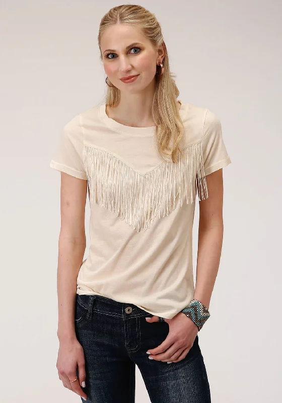 Roper Womens Ivory Poly/Rayon Western Fringe S/S T-Shirt XS Hooded Caped Shawl Collar Roper Womens Ivory Poly/Rayon Western Fringe S/S T-Shirt XS Hooded Caped Shawl Collar