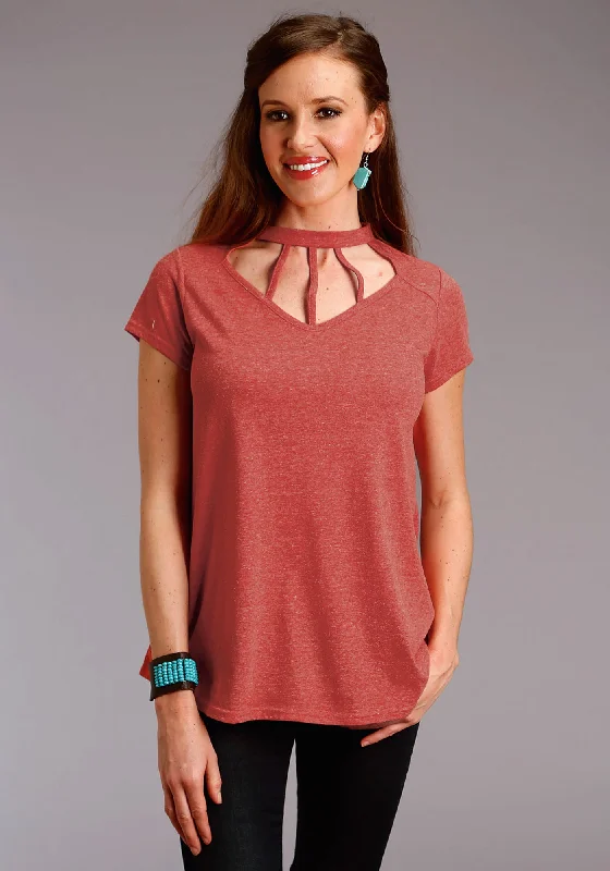 Roper Womens Red Poly/Cotton Taos Sunrise S/S T-Shirt Mesh Blend Leather Blend Suede Blend Roper Womens Red Poly/Cotton Taos Sunrise S/S T-Shirt Mesh Blend Leather Blend Suede Blend