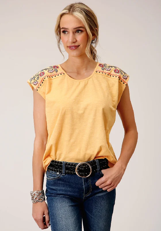 Roper Womens Slub Jersey Yellow 100% Cotton S/L T-Shirt Elasticated Padded Insulated Roper Womens Slub Jersey Yellow 100% Cotton S/L T-Shirt Elasticated Padded Insulated