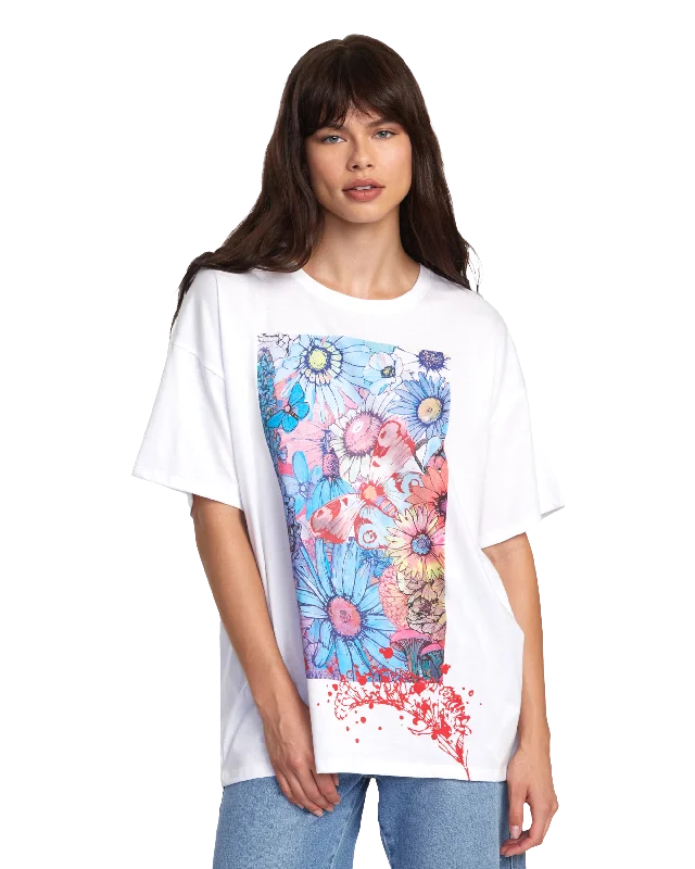 Sage T-Shirt in White Mesh Fabric Canvas Fabric Denim Fabric