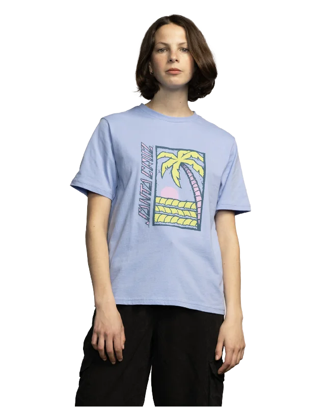 Palm Strip T-Shirt in Hyacinth Mesh Canvas Denim