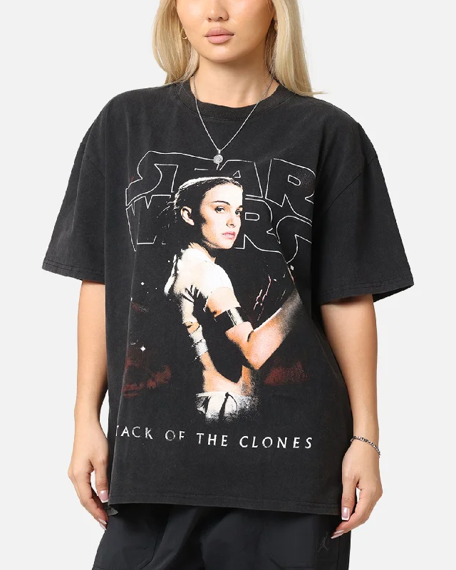 Star Wars Episode II Vintage T-Shirt Black Acidwash Spandex Blend Rayon Blend Denim Blend