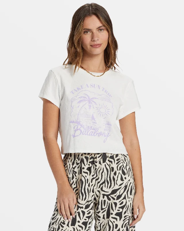 Sun Triangle Cropped T-Shirt - Salt Crystal Ribbed T-Shirt High Neck Heavyweight