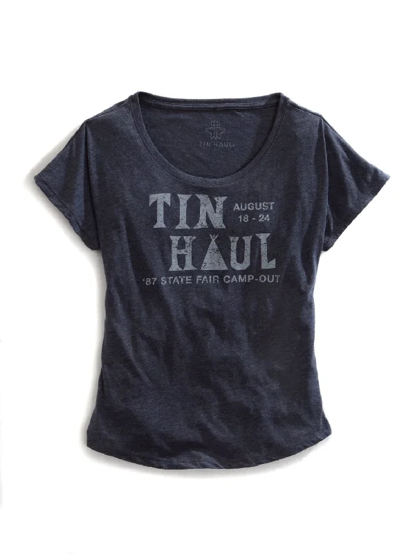 Tin Haul Womens Blue 100% Cotton State Camp Out S/S T-Shirt Asymmetrical Pockets Print Tin Haul Womens Blue 100% Cotton State Camp Out S/S T-Shirt Asymmetrical Pockets Print