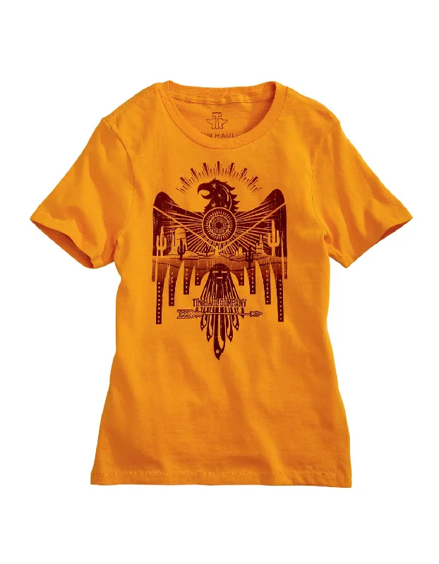 Tin Haul Womens Gold 100% Cotton Bold Eagle S/S T-Shirt Anti-Pilling Machine Wash Handmade Tin Haul Womens Gold 100% Cotton Bold Eagle S/S T-Shirt Anti-Pilling Machine Wash Handmade