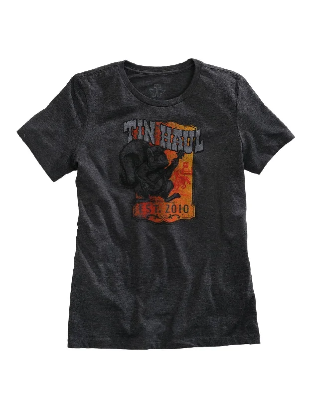 Tin Haul Womens Grey Cotton Blend Squirrel Nut S/S Retro T-Shirt Lace Blend Ribbed Blend Corduroy Blend Tin Haul Womens Grey Cotton Blend Squirrel Nut S/S Retro T-Shirt Lace Blend Ribbed Blend Corduroy Blend