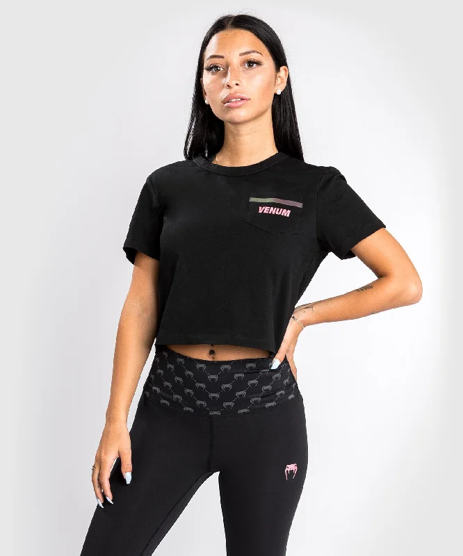 Venum Pink Pocket T-Shirt - For Women - Black/Pink Gold Fleece Fabric Down Fabric Feather Fabric