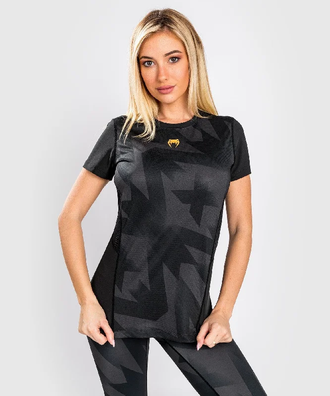 Venum Razor Dry Tech T-Shirt - For Women - Black/Gold Houndstooth Herringbone Solid