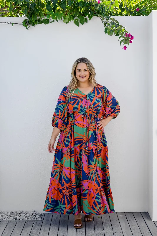 Addison Dress in Midnight Palm Tunics Luxurious high-end
