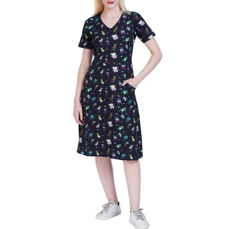 Aliens Art A-Line Dress (With Waist Seam) Tunics Evening elegant
