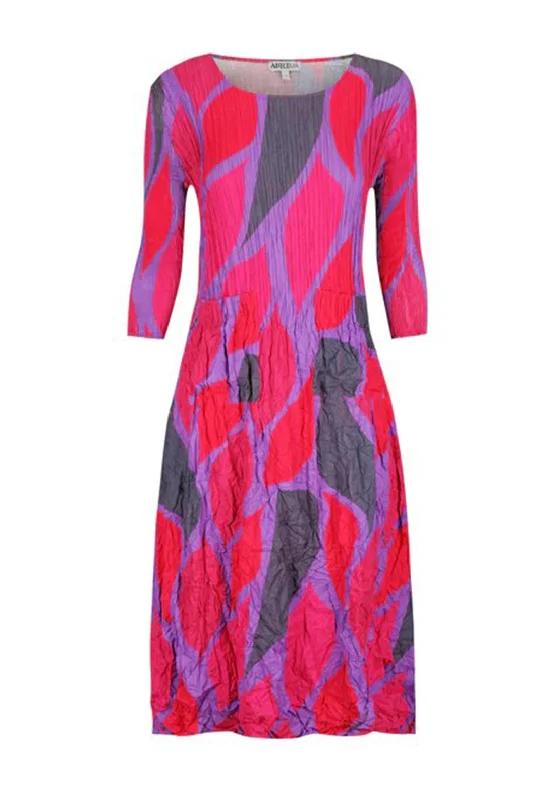 Alquema Smash Pocket Crinkle Print Midi Dress, Capers Tunics Plaid country