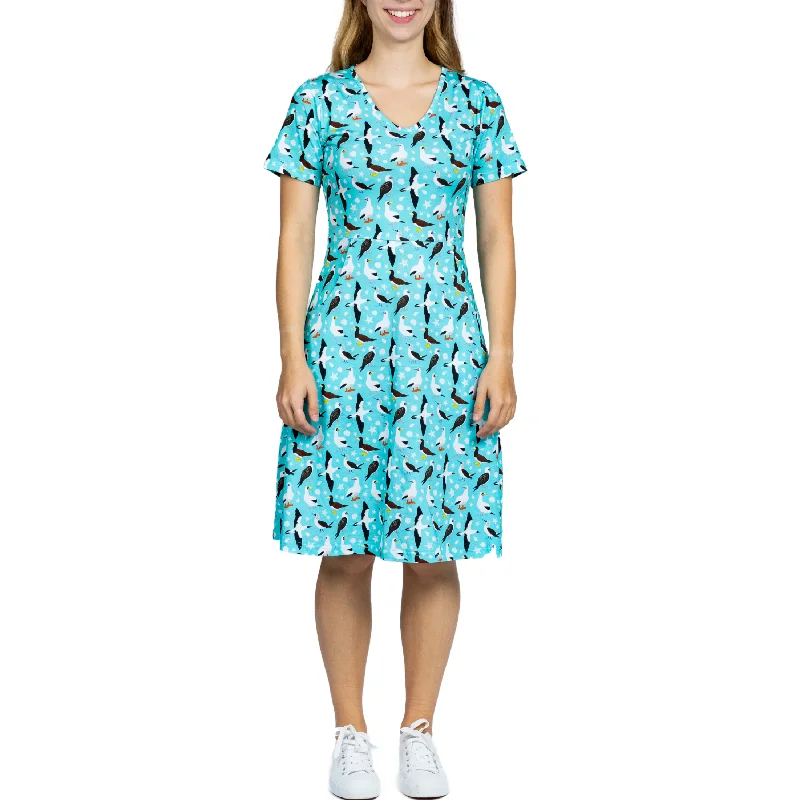 Boobie Birds A-Line Dress (With Waist Seam) Tunics Summer linen