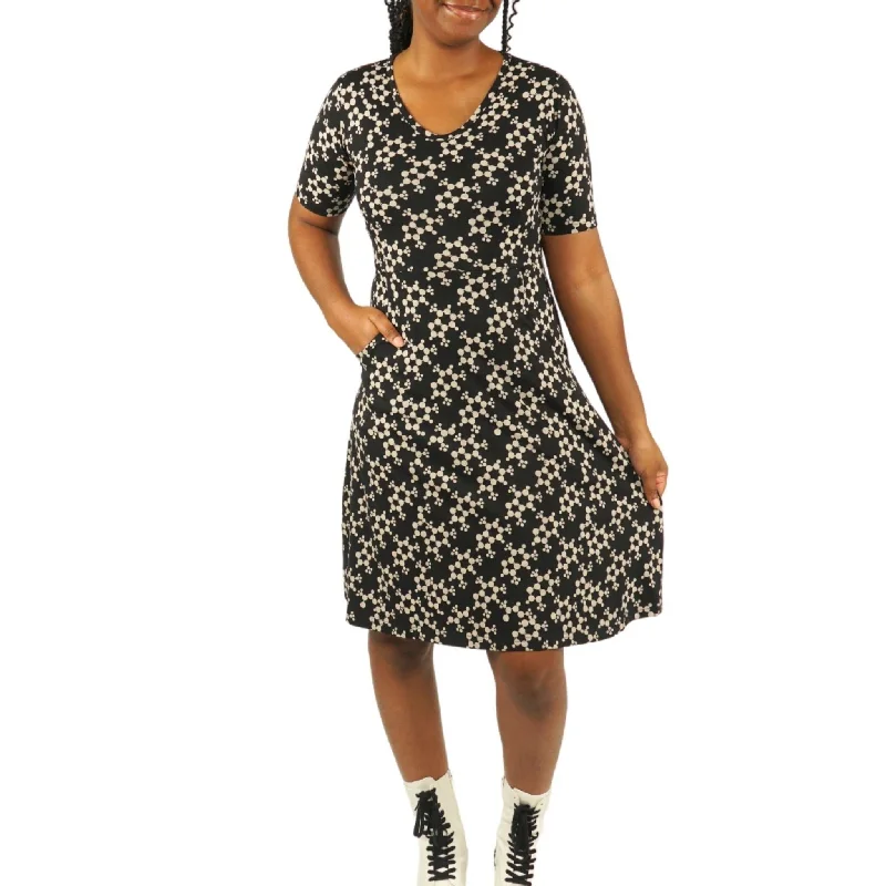 Caffeine Molecules A-Line Dress (With Waist Seam) [FINAL SALE] Tunics Travel practical