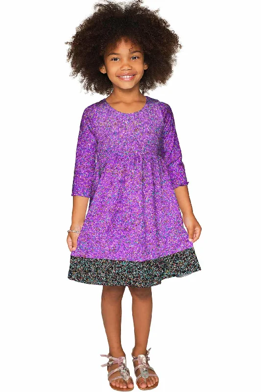 Call Me Gloria Purple Glitter Print Empire Waist Dress - Girls Shift Classic Vintage Call Me Gloria Purple Glitter Print Empire Waist Dress - Girls Shift Classic Vintage