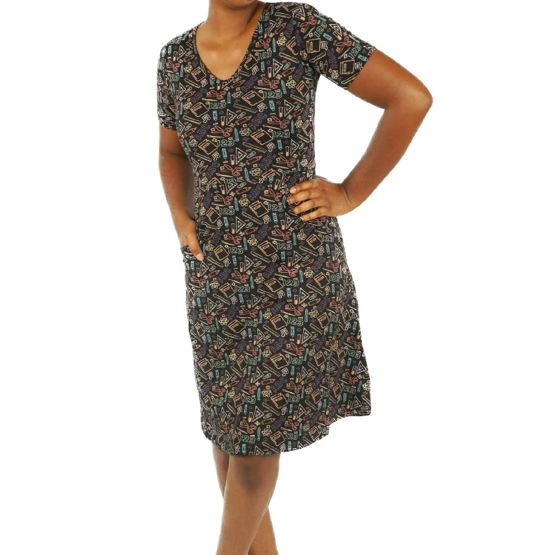 Chalkboard STEAM A-Line Dress (With Waist Seam) [FINAL SALE] Tunics Fleece cozy