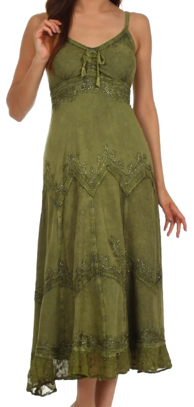 Sakkas Stonewashed Rayon Embroidered Adjustable Spaghetti Straps Long Dress Tunics Cozy comfortable Sakkas Stonewashed Rayon Embroidered Adjustable Spaghetti Straps Long Dress Tunics Cozy comfortable