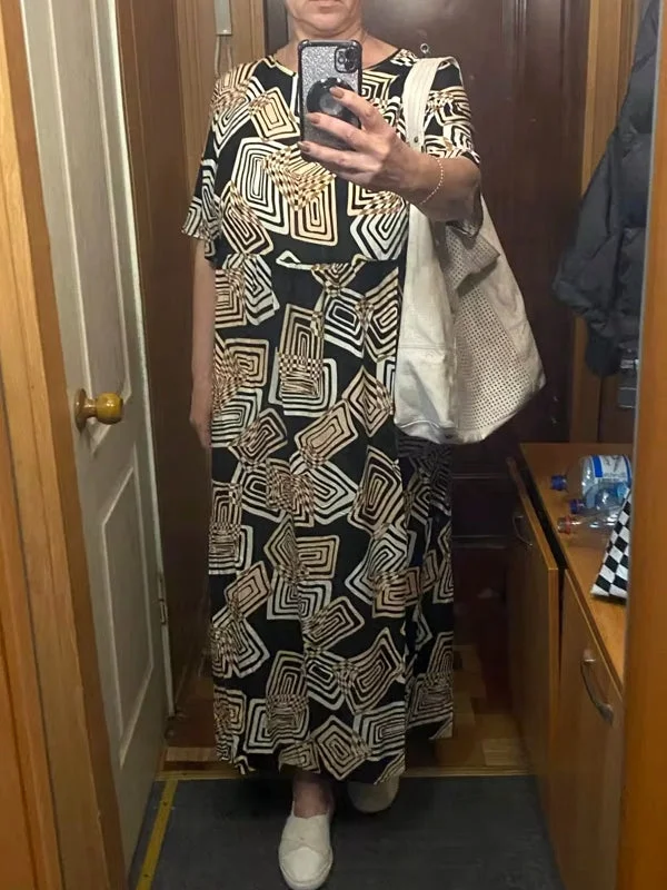 Geometric Printed Dress Robe Bohemian Maxi Long Dresses Tunics Wedding white